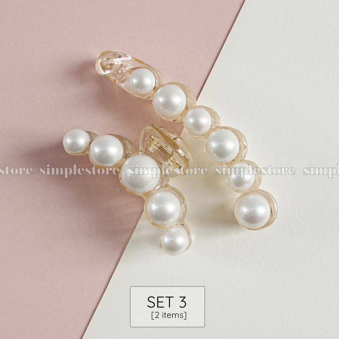 T22112 - Cặp dọc Basic Pure-white pearl hairpin