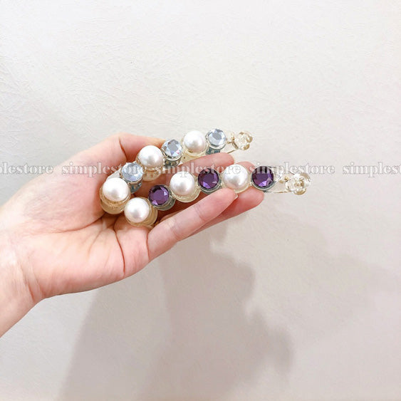 T22122 - Cặp dọc Pearl and crystal Banana pin